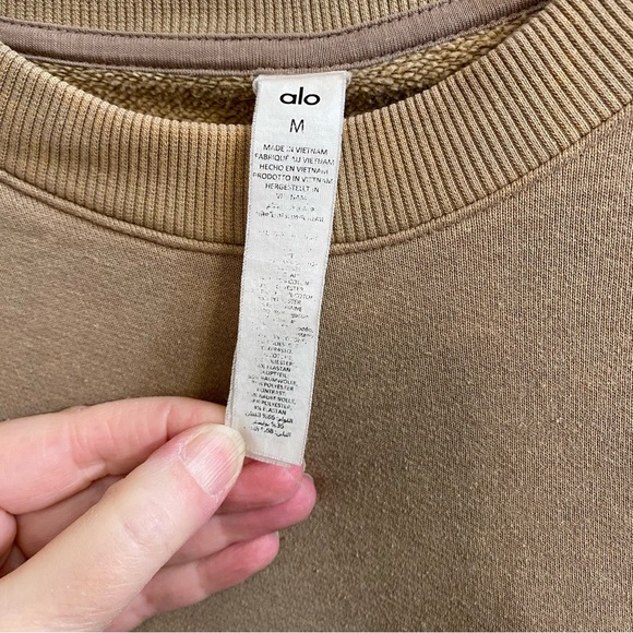 Alo Accolade Crewneck Pullover Sweatshirt Gravel Beige Oversized Women’s M READ* - Picture 2 of 14